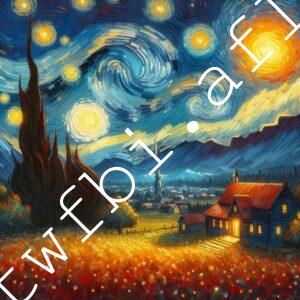 梵谷星空樣式_落日