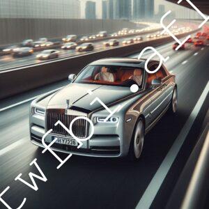 勞斯萊斯幻影 設計外觀樣式的車 在高速公路上前進