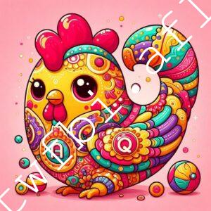 Q版十二生肖 七彩雞公仔