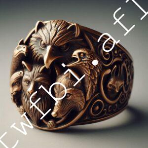 不像-動物圖騰銅戒(Ring with animal masks on bronze)